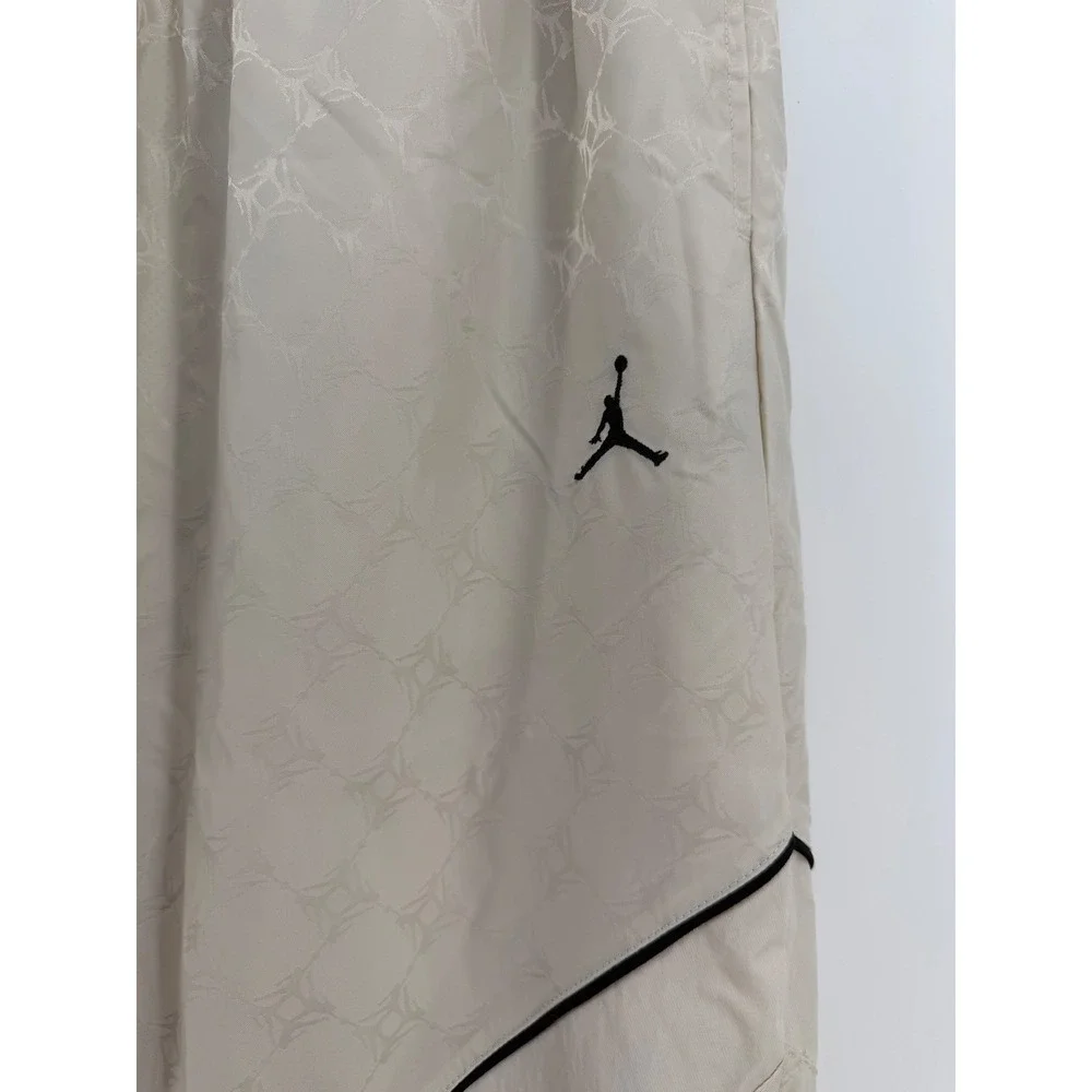 Nike Jordan Jumpman AOP Track Pants Mens M Beige Cream Wide Leg Adjustable Hem‎